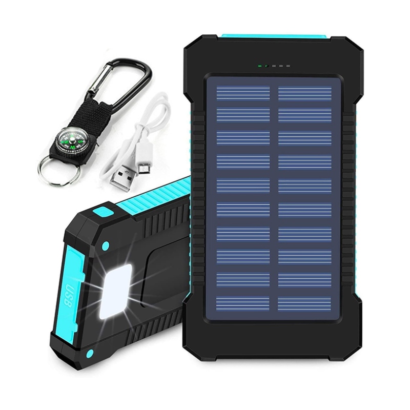 Solar Power Bank Dual USB Power Bank 20000mAh wasserdichtes Batterieladegerät externes tragbares Sonnenkollektor mit LED-Licht