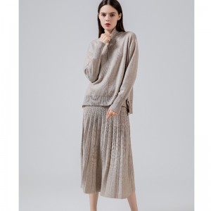 Mode-Trends casual vielseitiger luftgestrickter gefalteter Rock Set von zwei Teilen 69022#