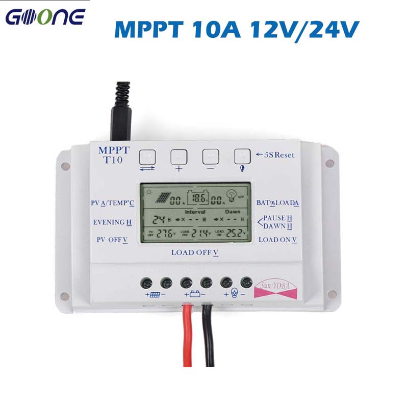 PWM 20A 10A Solar Panel Ladungsregler Controller T10 T20 12V 24V Auto LCD Display Licht und Dual Timer