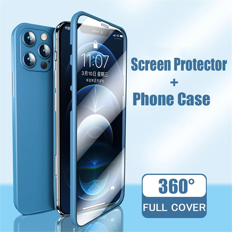 Neueste 360 ​​Volltelefonkoffer mit integrierter Bildschirmabdeckung mit Screen Protector integrierter Bildschirmhülle für iPhone 12 Pro max