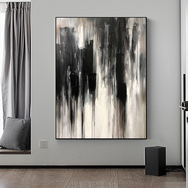 Cuadros dekorative schwarze handfarbe acryl malerei leinwand abstrakt wand dekor öl hängen malerei groß