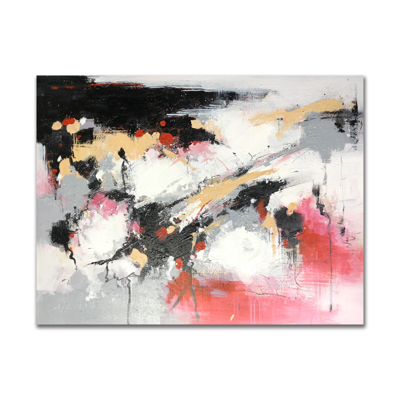 Heißer verkauf große größe rosa und schwarz handgemalt auf leinwand acryl malerei wand dekor abstrakte artwork öl für wohnzimmer