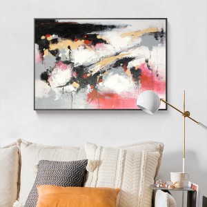 Heißer verkauf große größe rosa und schwarz handgemalt auf leinwand acryl malerei wand dekor abstrakte artwork öl für wohnzimmer