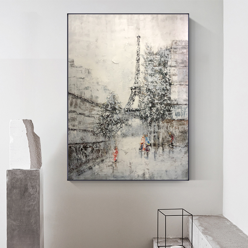 Neues Produkt Handgemalte Moderne Stil Wand Eiffel Landschaft Dekoration Ölgemälde