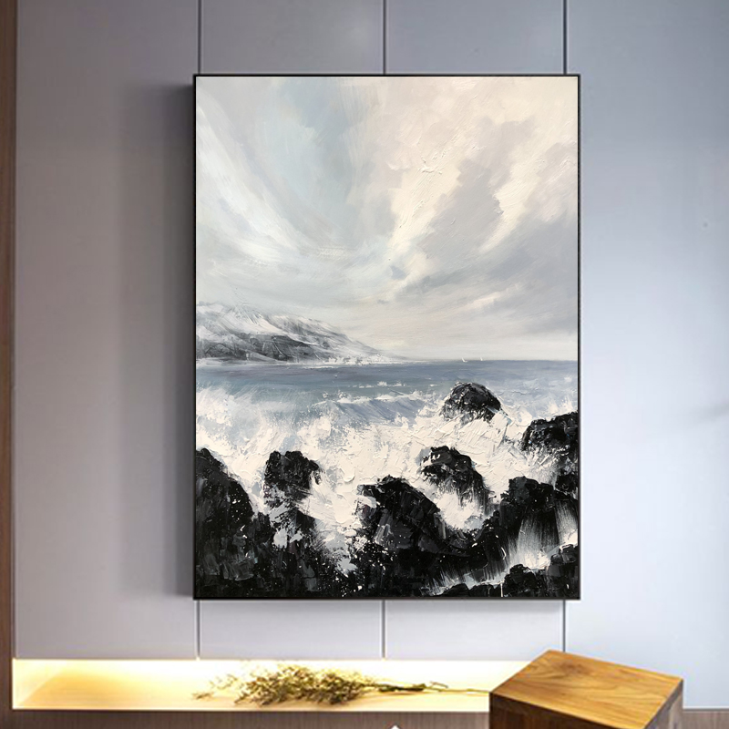 Moderne Landschaft Wanddekoration Malerei Abstrakte handgemachte Küstenölgemälde