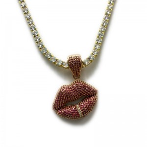 Sexy rote Lippe eingelegte Halskette