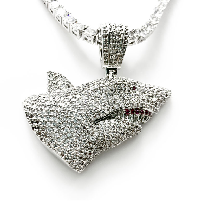 Heißer Verkauf Mode Luxus Schmuck Diamant Shark Hip Hop Halskette