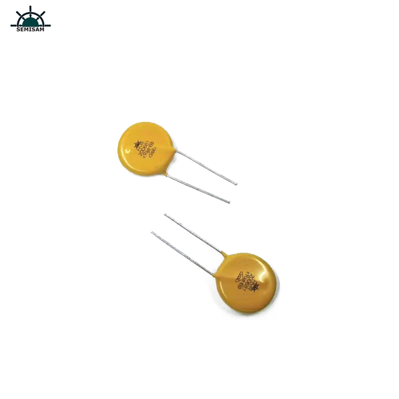 China ODM Electronics-Komponenten, Yellow Mov 20mm HVR20D681K Zinkoxid-Varistor für Stromversorgungsgeräte