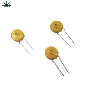 China ODM Electronics-Komponenten, gelber MOV 20mm HVR20D561K Zinkoxid-Varistor für Haushaltsgeräte