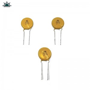 China ODM Electronics-Komponenten, gelber MOV 20mm HVR20D561K Zinkoxid-Varistor für Haushaltsgeräte