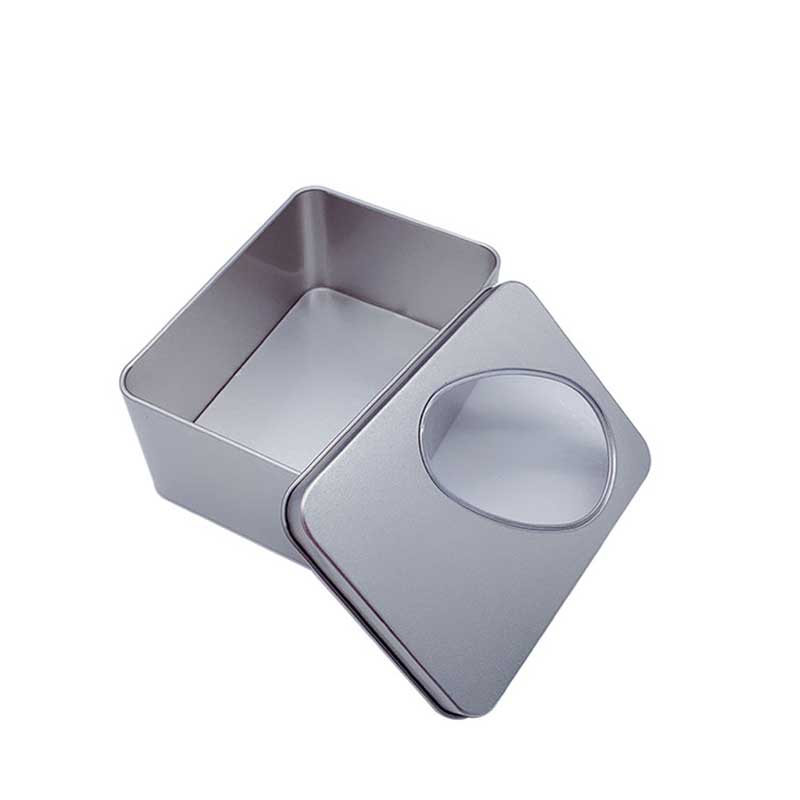 Fenster-Square-Metall-Box-Speicher-Zinn-Box 125 * 90 * 60mm