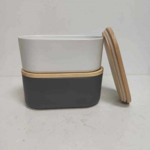 Großhandel lang mit hölzernem Deckel Keramik Steinzeug-Speicher-Kanister-Kanister-Kanister