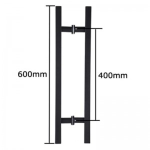 SS-031 Schwarz hochwertiger Edelstahl-Glas-Tür-Schiebetür Griff H Form Doppelseite, 24 Zoll quadratische Schiebetürgriff