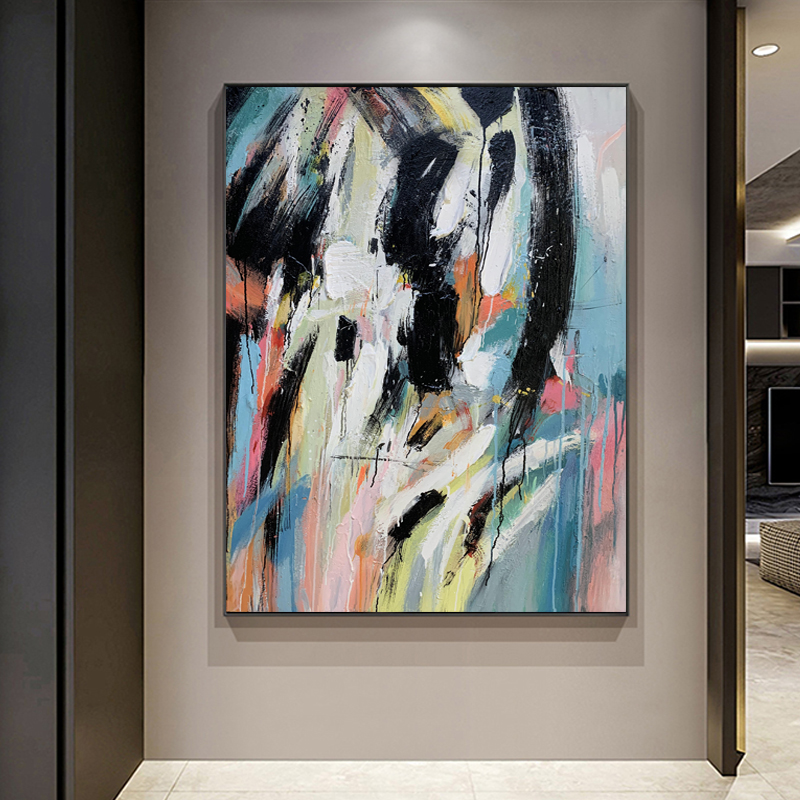 100% handgefertigte moderne Wandkunst Abstrakte Ölgemälde auf Leinwand für Eingang Dekoration