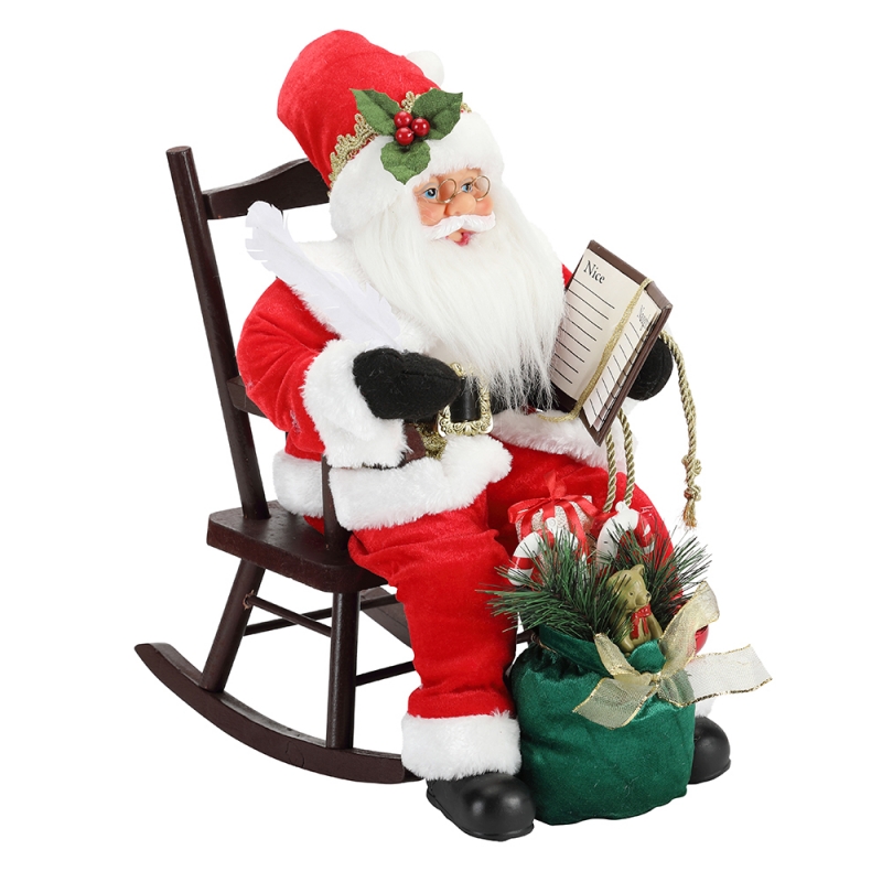 45cm Santa Claus sitzt auf Stuhlschreiben und Lesebuch Dekoration Figur Collection Stoff Holiday Festival benutzerdefinierte Artikel