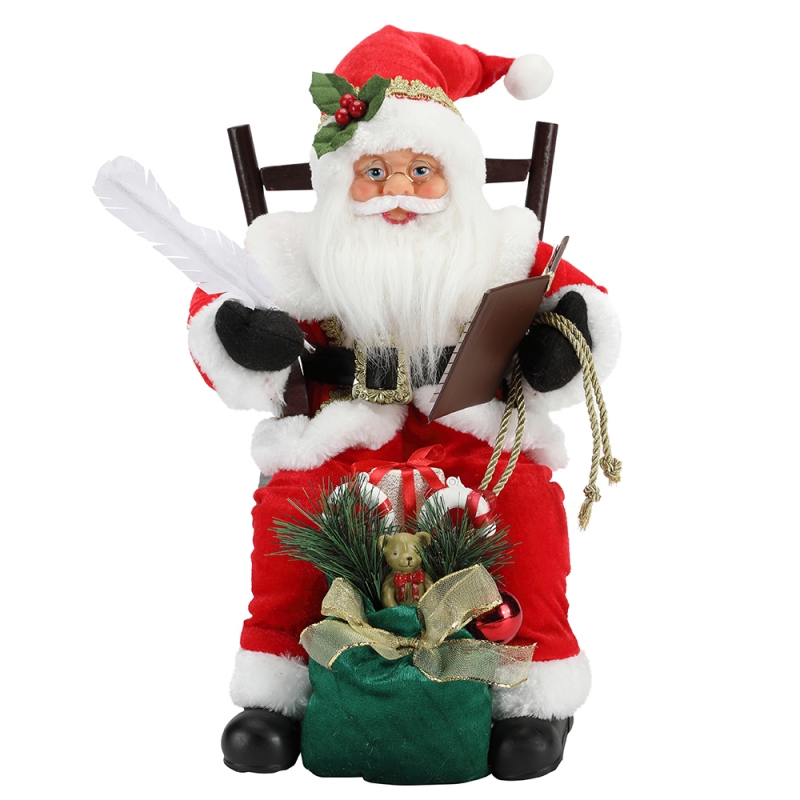 45cm Santa Claus sitzt auf Stuhlschreiben und Lesebuch Dekoration Figur Collection Stoff Holiday Festival benutzerdefinierte Artikel