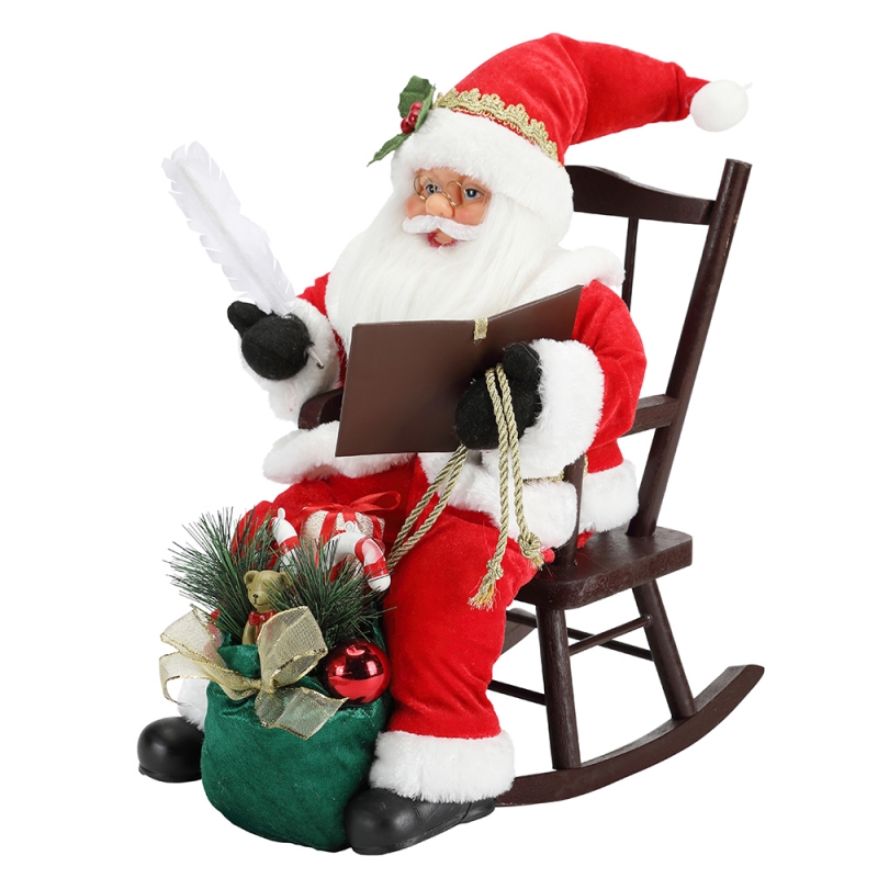 45cm Santa Claus sitzt auf Stuhlschreiben und Lesebuch Dekoration Figur Collection Stoff Holiday Festival benutzerdefinierte Artikel