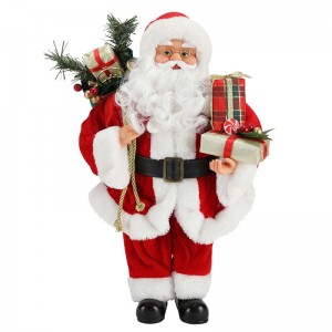 42cm Weihnachten stehend Santa Claus Ornament Dekoration Figur Collection Stoff Holiday Festival Weihnachten Plüsch benutzerdefinierte Artikel