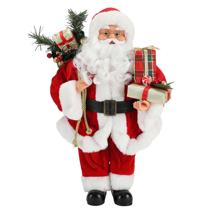 42cm Weihnachten stehend Santa Claus Ornament Dekoration Figur Collection Stoff Holiday Festival Weihnachten Plüsch benutzerdefinierte Artikel