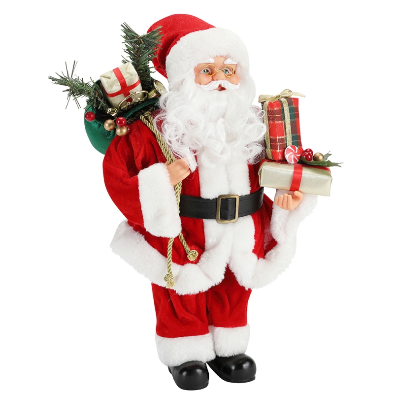 42cm Weihnachten stehend Santa Claus Ornament Dekoration Figur Collection Stoff Holiday Festival Weihnachten Plüsch benutzerdefinierte Artikel