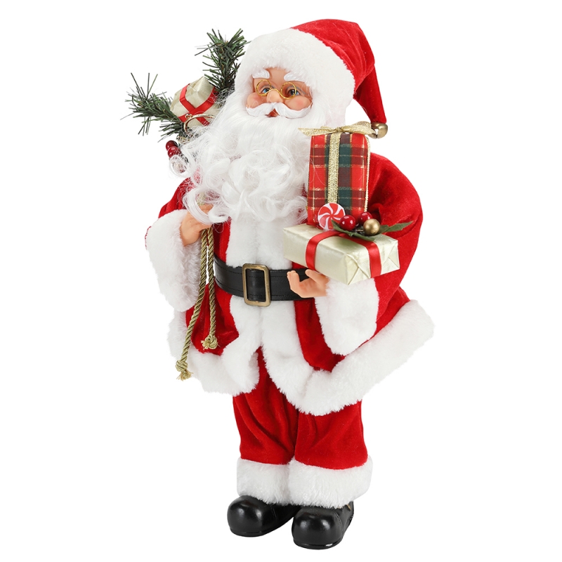 42cm Weihnachten stehend Santa Claus Ornament Dekoration Figur Collection Stoff Holiday Festival Weihnachten Plüsch benutzerdefinierte Artikel