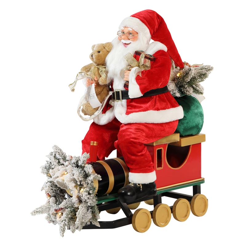 60/90cm Weihnachtszug Santa Claus mit Beleuchtung Ornament Dekoration Festival Holiday Figur Collection Traditionelle Weihnachten