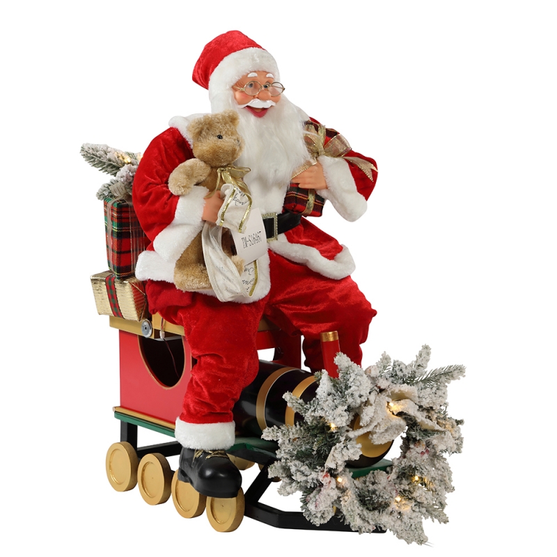 60/90cm Weihnachtszug Santa Claus mit Beleuchtung Ornament Dekoration Festival Holiday Figur Collection Traditionelle Weihnachten