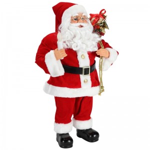 62cm Weihnachten stehend Santa Claus mit Kerze Ornament Dekoration Figur Sammlung Stoff Urlaub Festival Weihnachten Plüsch