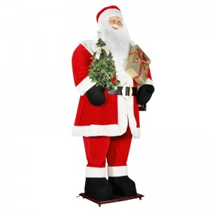 3.8m Big Christmas Santa Claus mit Baum- und Geschenk-Tasche LED-Licht Auf- und Abwärtsmesse Ausstellung Dekoration Urlaub Festival Luxus