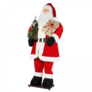 3.8m Big Christmas Santa Claus mit Baum- und Geschenk-Tasche LED-Licht Auf- und Abwärtsmesse Ausstellung Dekoration Urlaub Festival Luxus