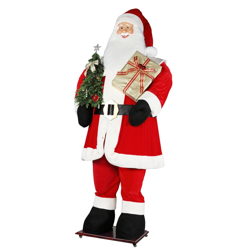 3.8m Big Christmas Santa Claus mit Baum- und Geschenk-Tasche LED-Licht Auf- und Abwärtsmesse Ausstellung Dekoration Urlaub Festival Luxus