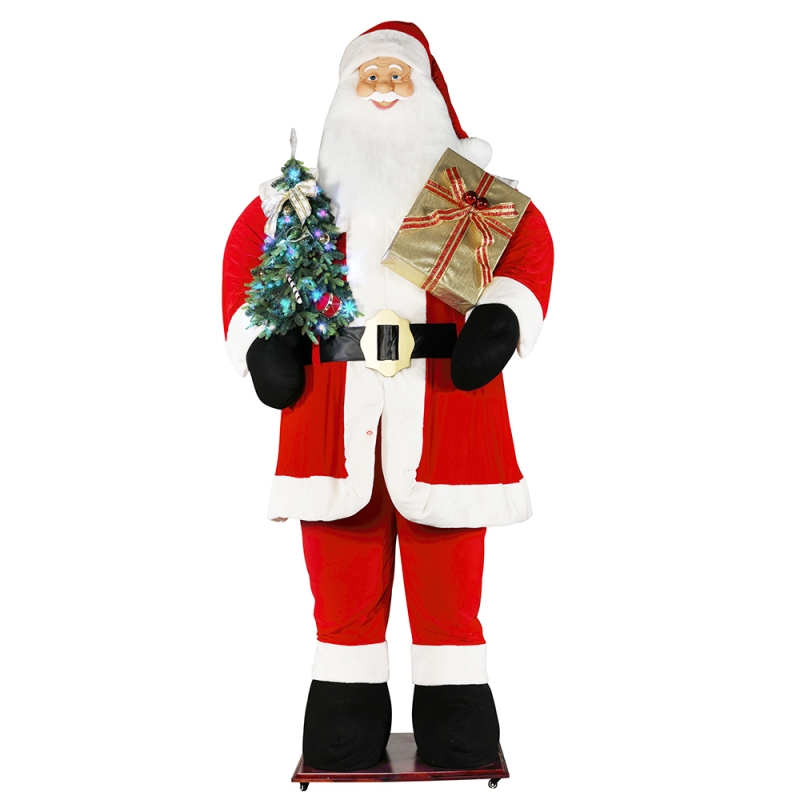 3.8m Big Christmas Santa Claus mit Baum- und Geschenk-Tasche LED-Licht Auf- und Abwärtsmesse Ausstellung Dekoration Urlaub Festival Luxus