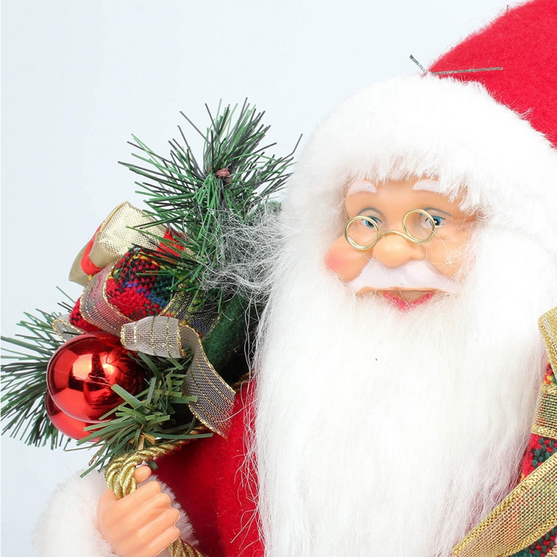 14inch stehend rot weihnachten santa claus figur mit geschenk box kiefernadel kunststoff traditionelle ornament urlaub dekoration