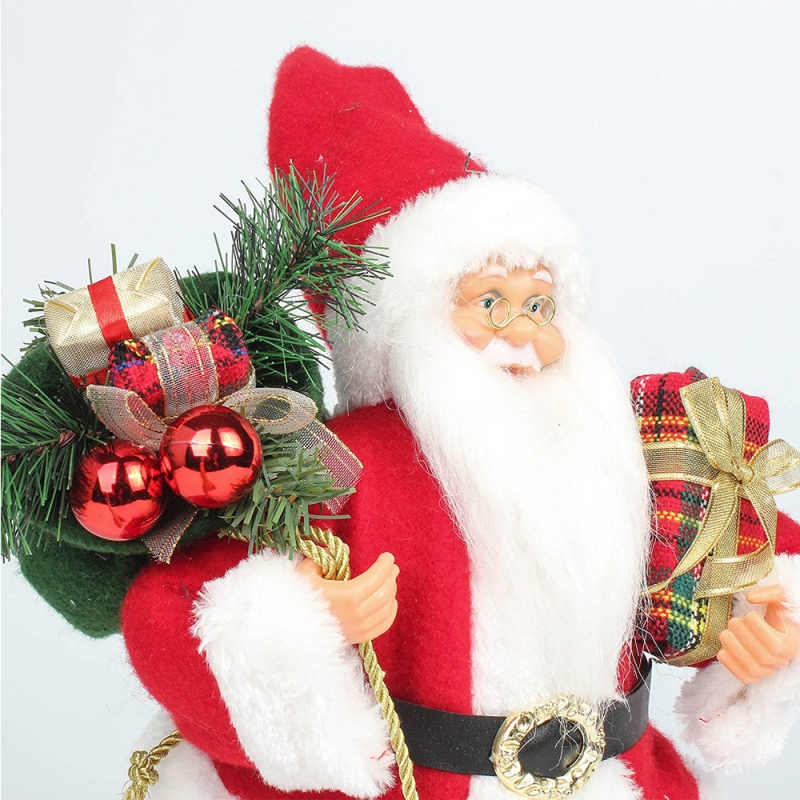 14inch stehend rot weihnachten santa claus figur mit geschenk box kiefernadel kunststoff traditionelle ornament urlaub dekoration