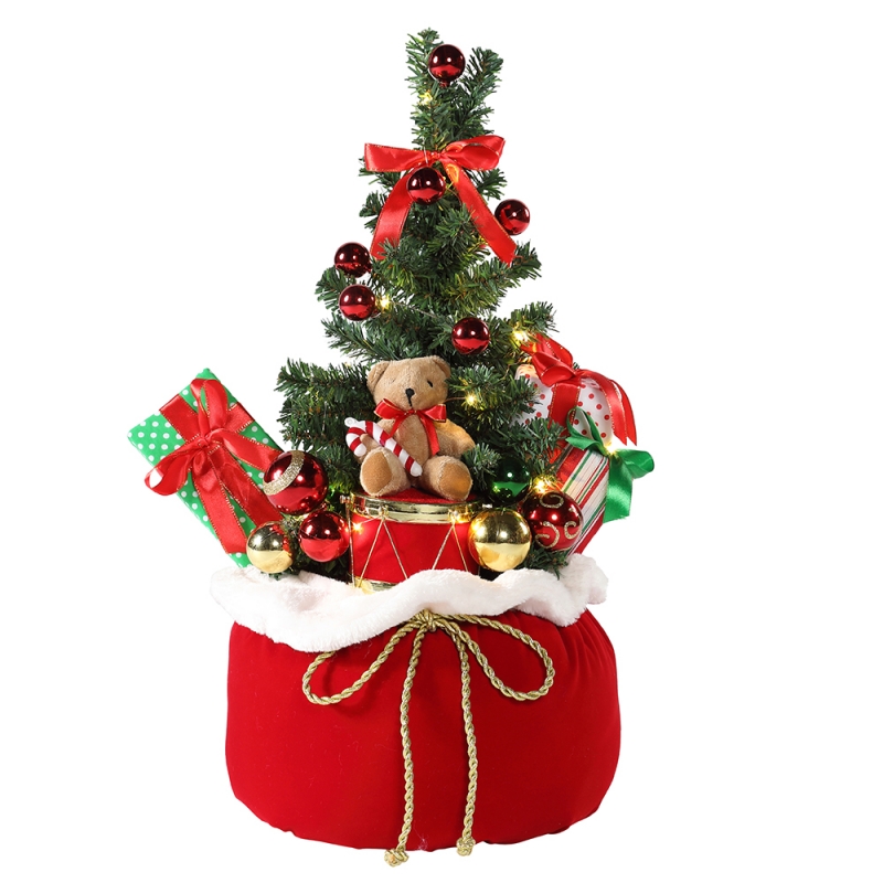 60cm Weihnachten Bär Baum Home Display Geschenke Tasche LED Feiertag Ornament Dekoration Figur Party Collection Weihnachtsbaumlichter