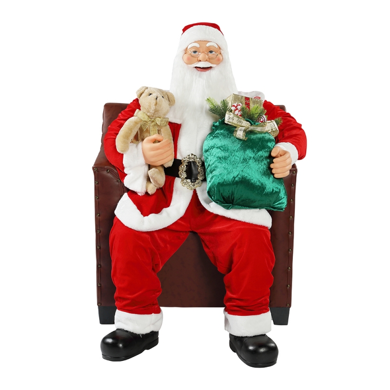 100 cm Weihnachten animiert Sofa Santa Claus mit Beleuchtung Musical Ornament Dekoration Traditionelle Holiday Figur Collection