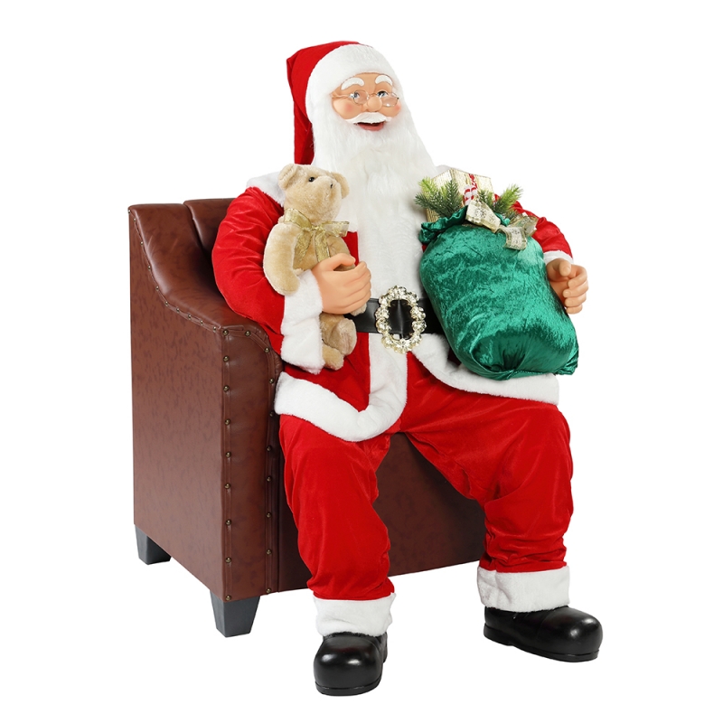 100 cm Weihnachten animiert Sofa Santa Claus mit Beleuchtung Musical Ornament Dekoration Traditionelle Holiday Figur Collection