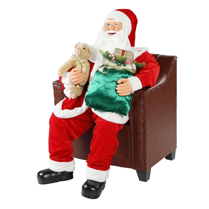 100 cm Weihnachten animiert Sofa Santa Claus mit Beleuchtung Musical Ornament Dekoration Traditionelle Holiday Figur Collection