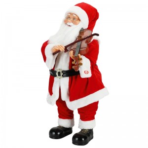 80cm Animierte Weihnachtsbeleuchtung Musical Santa Claus mit Geige Ornament Dekoration Traditionelle Holiday Figur Collection