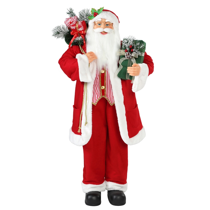 30 ~ 110 cm Weihnachten stehend Santa Claus mit Geschenk Tasche Ornament Dekoration Traditionelle Holiday Figur Collection Weihnachtserie
