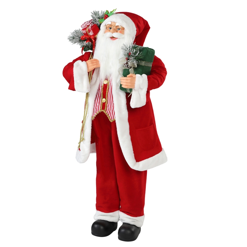 30 ~ 110 cm Weihnachten stehend Santa Claus mit Geschenk Tasche Ornament Dekoration Traditionelle Holiday Figur Collection Weihnachtserie