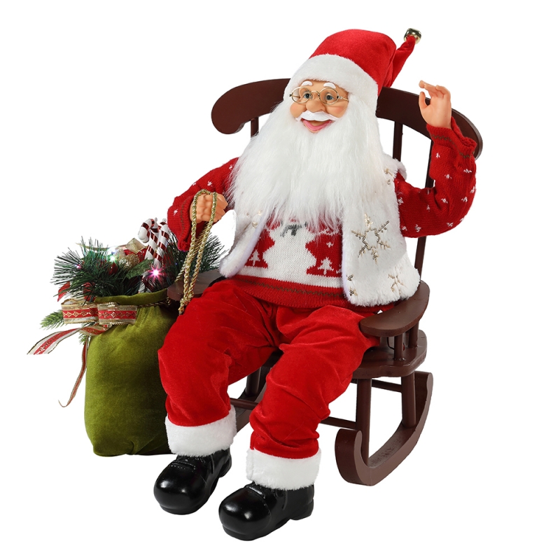 55cm Stuhl Animierte Santa Claus mit leichter Weihnachtsverzierung Figur-Dekoration Weihnachtspuspuspuspeln Urlaubskollektion Home Geschenke