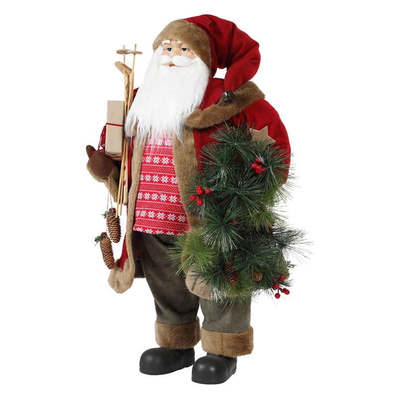 30 ~ 110cm Weihnachten stehend Santa Claus mit Kranz Ornament Dekoration Traditionelle Figurenkollektion Weihnachtserie