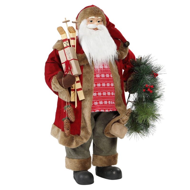 30 ~ 110cm Weihnachten stehend Santa Claus mit Kranz Ornament Dekoration Traditionelle Figurenkollektion Weihnachtserie