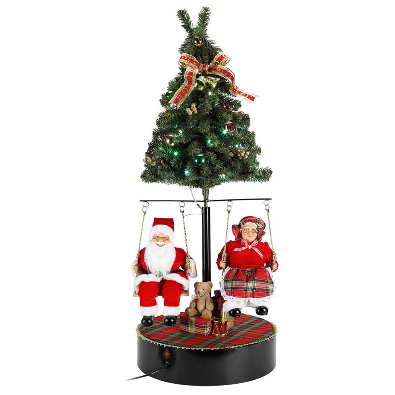 120cm Weihnachten drehen den Baum Weihnachtsmann mit musikalischer Verzierung Dekoration Festival Holiday Figur Collection traditionell