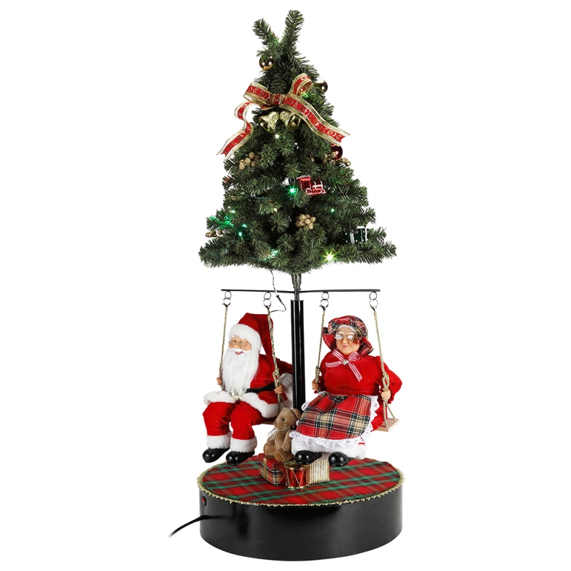 120cm Weihnachten drehen den Baum Weihnachtsmann mit musikalischer Verzierung Dekoration Festival Holiday Figur Collection traditionell