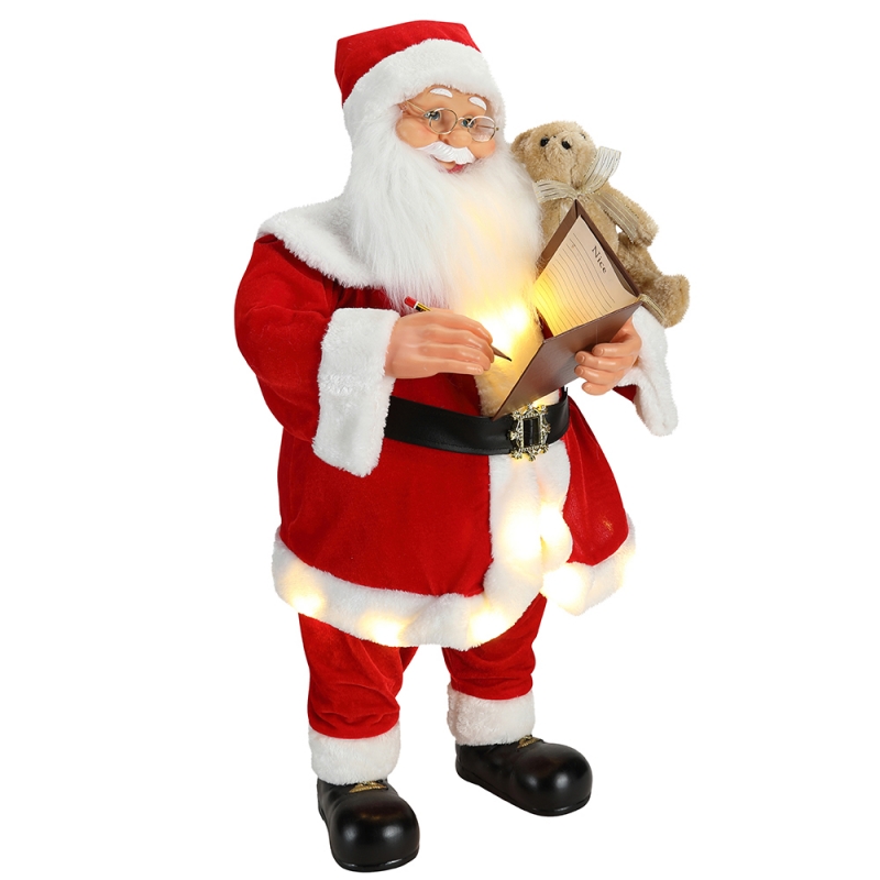 80cm Animierte Weihnachten Schreiben Weihnachtsmann mit Beleuchtung Musical Ornament Dekoration Traditionelle Holiday Figur Collection