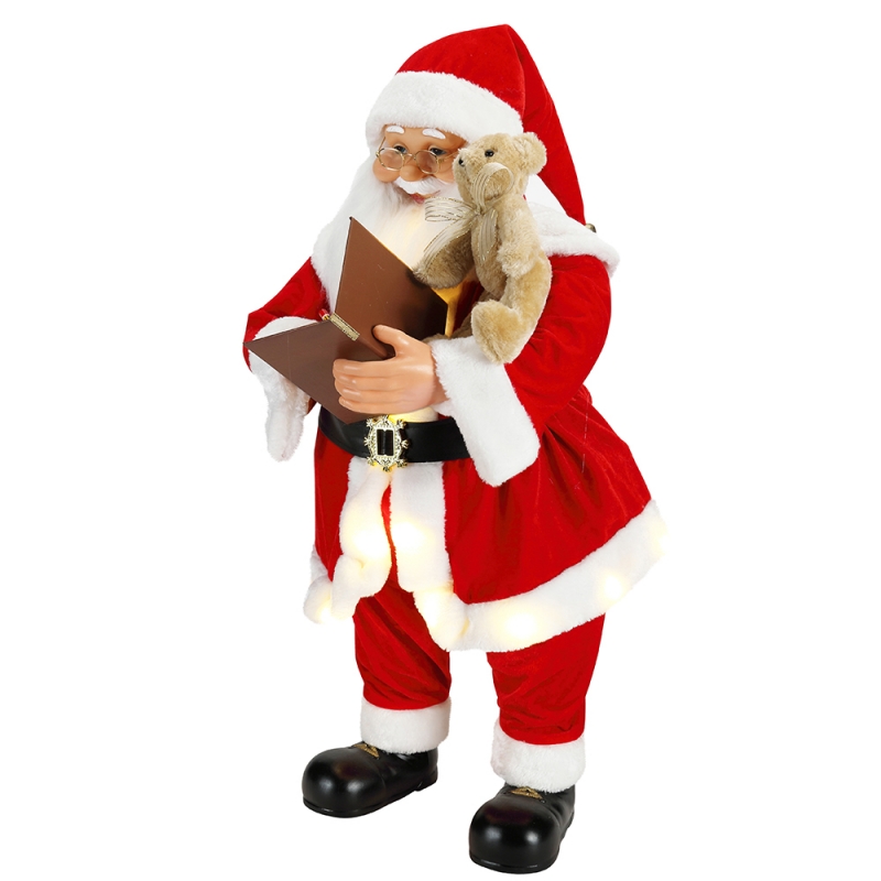 80cm Animierte Weihnachten Schreiben Weihnachtsmann mit Beleuchtung Musical Ornament Dekoration Traditionelle Holiday Figur Collection