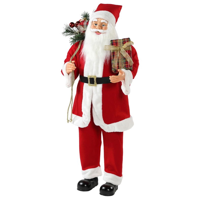 30 ~ 110 cm Weihnachten stehend Santa Claus mit Geschenktetasche Ornament Dekoration Traditionelle Figurenkollektion Weihnachtserie