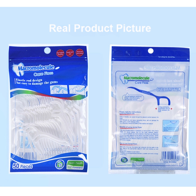 Effektive Reinigung Private Label Hohe Qualität 50 stücke Dental Floss Pick OEM Bag Packing Zahnseide